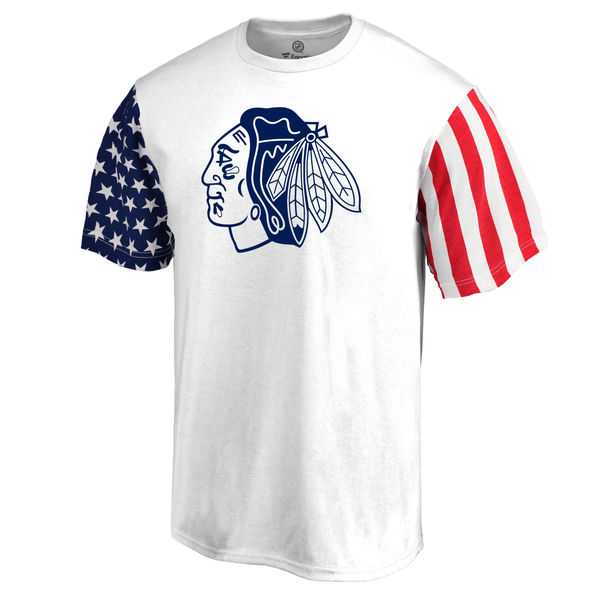 Men's Chicago Blackhawks Fanatics Branded Stars & Stripes T-Shirt White FengYun,We sell and wholesale Men's Chicago Blackhawks Fanatics Branded Stars & Stripes T-Shirt White FengYun on line form chian!